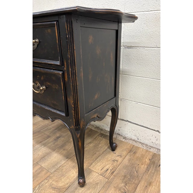 Vintage French Louis XV Style Three Drawer Distressed Commode Dresser For Sale - Image 4 of 10