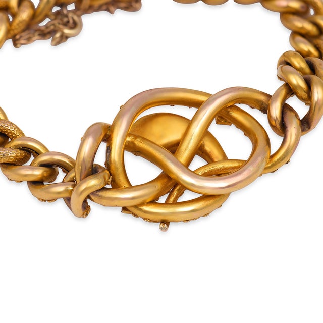 Victorian 1900-1909 Victorian Yellow Gold Snake Link Bracelet For Sale - Image 3 of 7