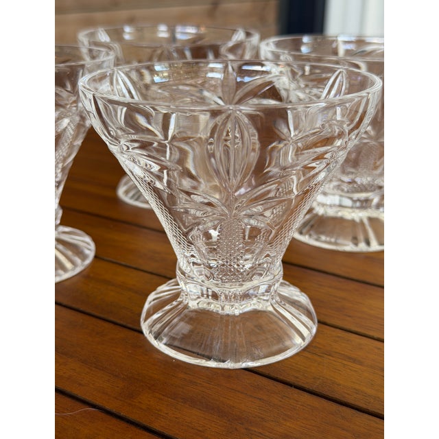 Glass Late 20th Century Godinger Crystal Palm Tree Ice Cream Dessert Bowls - Set of Four For Sale - Image 7 of 12