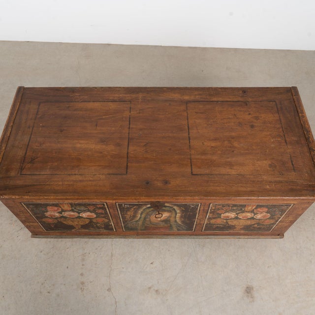 Mid 19th Century 1836 Austrian Hand-Painted Folk Art Trunk With Madonna For Sale - Image 5 of 18