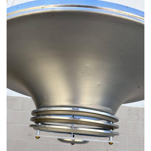 1930s Art Deco Machine Age Spun Aluminum 30.5" 4 Ring Pendant Light, 5 Available For Sale In Los Angeles - Image 6 of 8