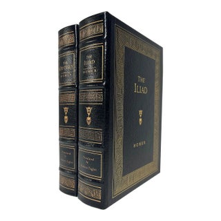 2000s Easton Press Collector's Edition Leather Illustrated Quarto Volume Set, Homer's Iliad and Odyssey (Fagles Trans.) - 2 Books For Sale