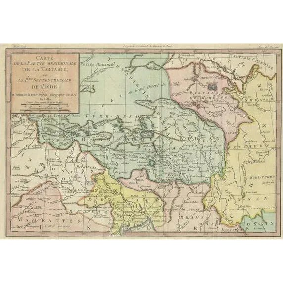 Antique Hand-Colored Map of Tartary and Northern India For Sale - Image 6 of 6