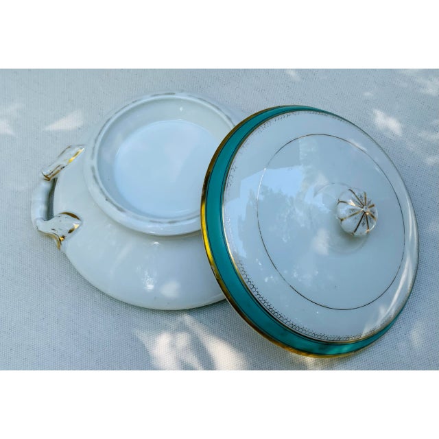Turquoise Pair of Mid 19th Century French Porcelain Tureens W/ Turquoise Trim For Sale - Image 8 of 18