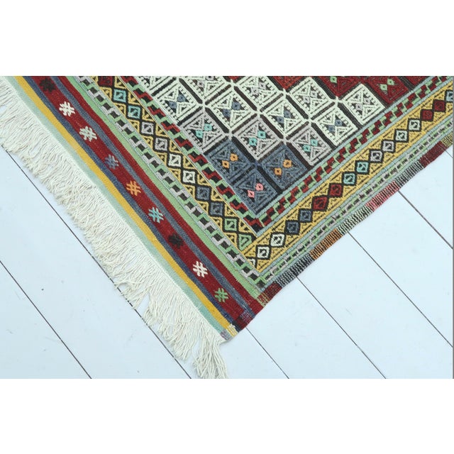 1960s Vintage Sardes Flat Weave Rug For Sale - Image 5 of 11