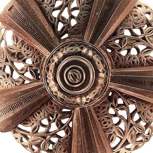 Metal 1930s Art Deco Brass Five Light Circular Chandelier by Markel For Sale - Image 7 of 8