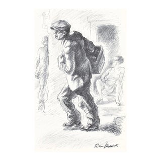 1930s Ben Messick Lithograph of Street Vendor For Sale