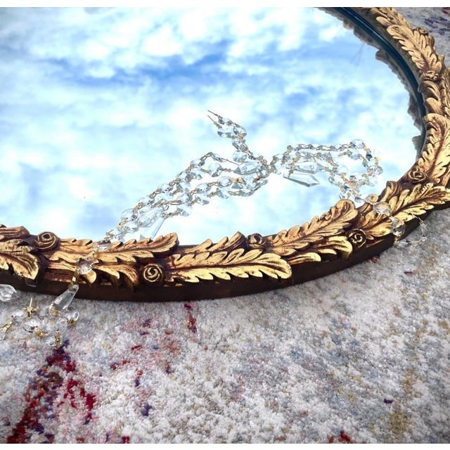 Wood Antique Gilt Laurel Wreath Mirror, 1940s For Sale - Image 7 of 10