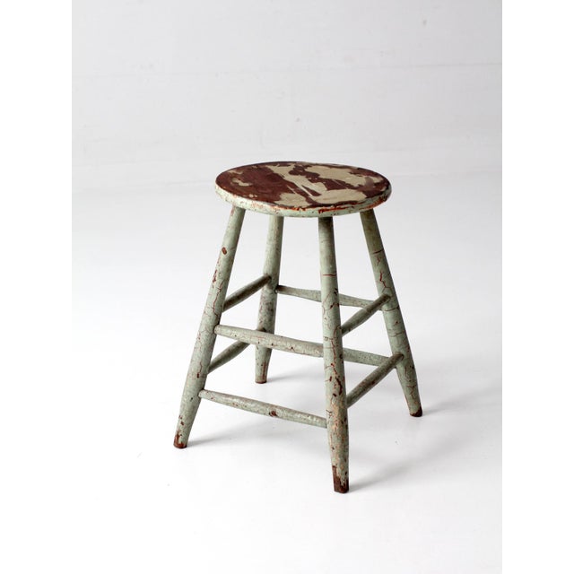 Vintage Painted Farmhouse Stool For Sale - Image 13 of 13