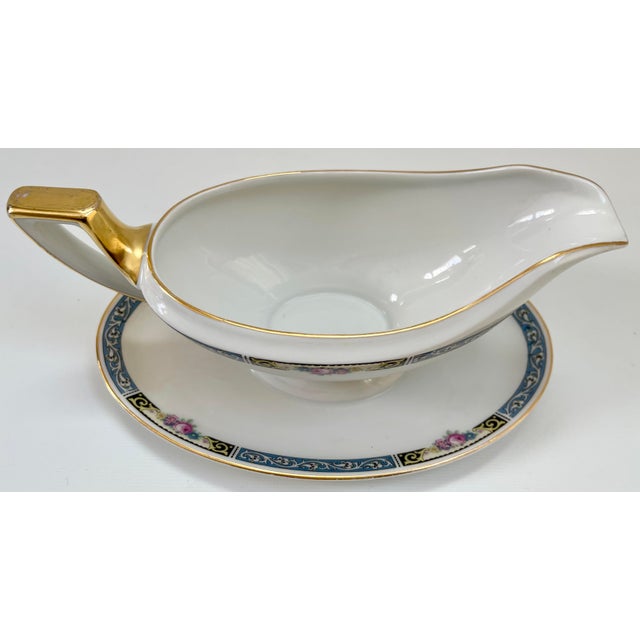 Ceramic Vintage Gilt Art Deco Style Bavarian Porcelain Gravy Boat For Sale - Image 7 of 8