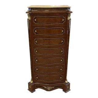 1980s Napoleon III Style Marble Topped Chiffonier Commode For Sale