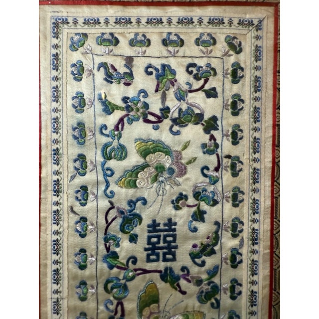 Textile Antique Chinese Hand Embroidery Silk 1800's Ornate Qing Dynasty Needlepoint For Sale - Image 7 of 10