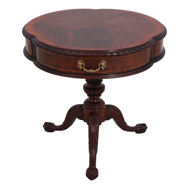Henkel Harris Mahogany Clover Top Table W. Drawer For Sale