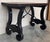 19th century Spanish trestle table in walnut. This piece has a great scale, lovely carved lyre legs and beautiful ebonized...