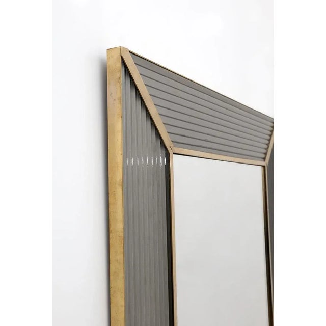 Italian Modern Brass and Murano Glass Wall Mirror, 1990s For Sale - Image 4 of 6