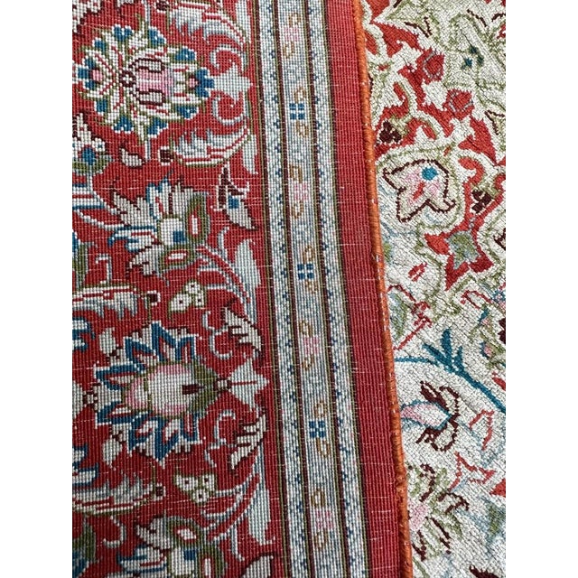 Small Vintage Silk Qom Rug, 2000s For Sale - Image 16 of 17
