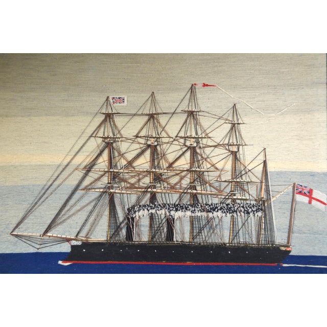 Mid 19th Century British Sailor’s Woolwork of a Royal Navy Five-Masted Ironclad HMS Minotaur in Her Trials Rig, Minotaur Class For Sale - Image 5 of 9