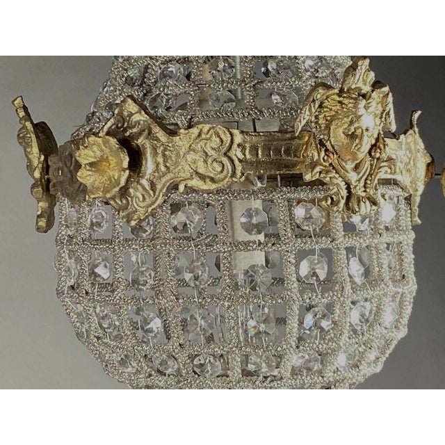 1980s French Louis XVI Gold Bronze Chandelier Ceiling Light – 1 Pc For Sale - Image 9 of 15