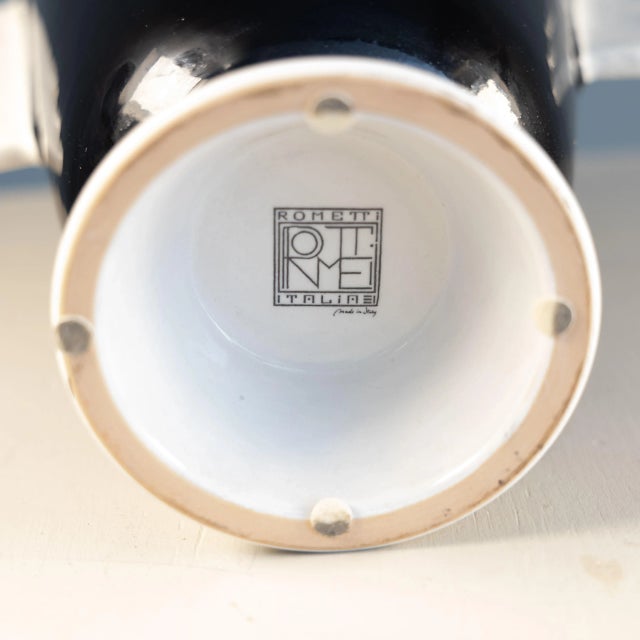 Modern Vintage Black and White Ceramic Vase from Rometti, 1980 For Sale - Image 3 of 5