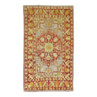 Antique Zabihi Collection Turkish Oushak Rug with Lime Green Accents For Sale