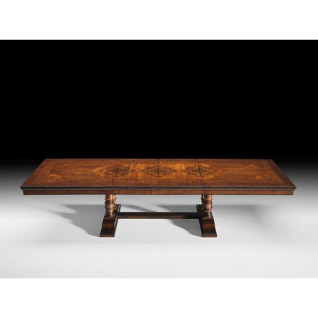 Rustic Italian Walnut Extension Dining Table With Inlay For Sale - Image 3 of 3