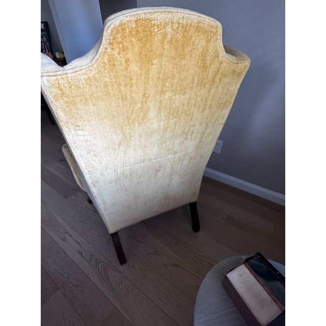 Mustard Vintage Drexel Mustard Gold Velvet Wingback Chair For Sale - Image 8 of 12