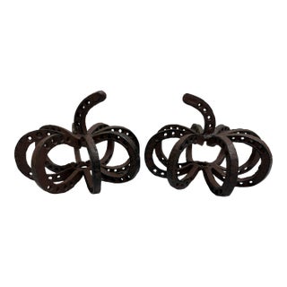 Vintage Rustic Iron Horseshoe Pumpkin Decor - Set of Two For Sale