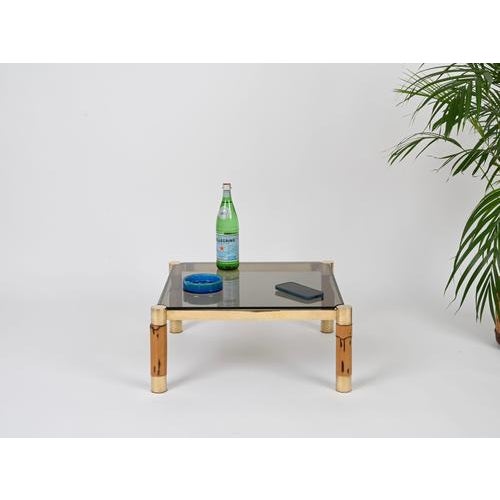 Italian Brass and Bamboo Coffee Table, 1970s For Sale - Image 11 of 14