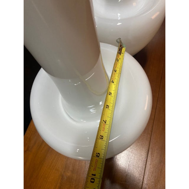 1960s Mid Century Modern Statuesque Cased Glass Murano Table Lamps on Black Walnut Bases - a Pair For Sale - Image 12 of 12