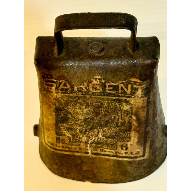 Early 20th Century Antique Sargent Lucky No. 6 Primitive Brass Livestock Bell 3.5” T For Sale - Image 5 of 11