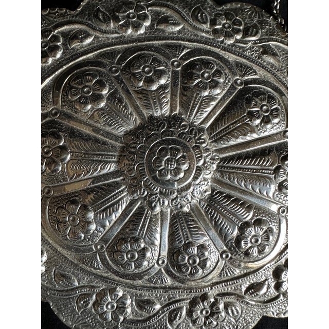 19th C Ottoman Silver Oval Wedding Mirror Decor For Sale - Image 6 of 18