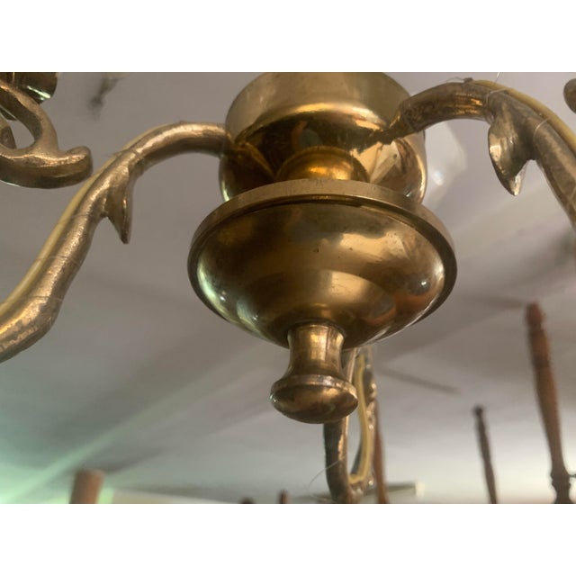 Small Three-Arm Chandelier in Brass and Glass, 1970s For Sale - Image 10 of 18