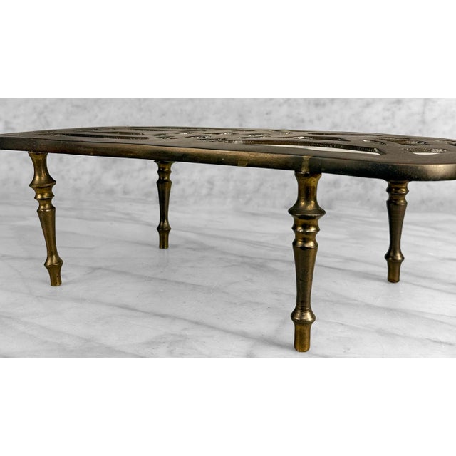 Metal Vintage Traditional Brass Footed Plant Stand Trivet For Sale - Image 7 of 8