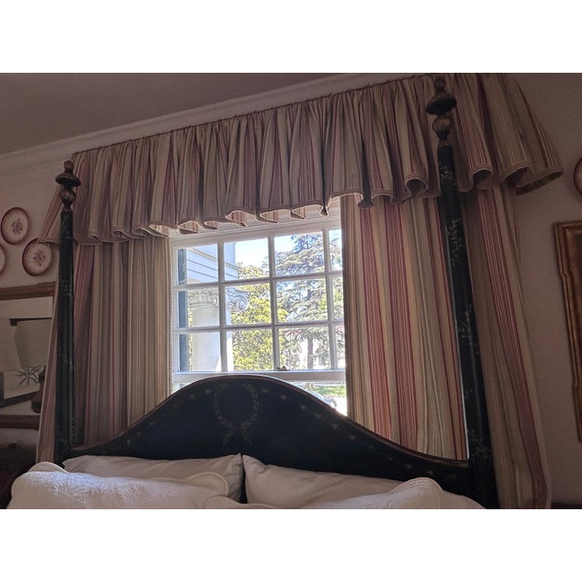Pristine Custom Drapes W/Valances. 6 Panels, 3 Valances, 3 Layers (Face, Flannel & Lining) For Sale - Image 13 of 15