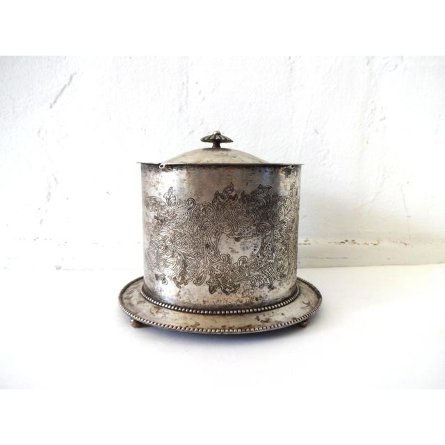 Mid 19th Century Antique Silver Plate Biscuit Barrel For Sale - Image 4 of 7