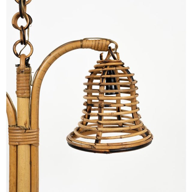 Wood Mid-Century Modern Bamboo and Rattan Hanging Light, 1960s For Sale - Image 7 of 13