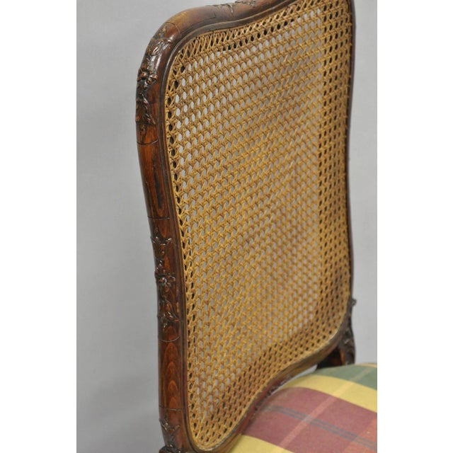 Antique French Country Louis XV Carved Walnut Cane Back Side Chairs - A Pair For Sale - Image 11 of 18