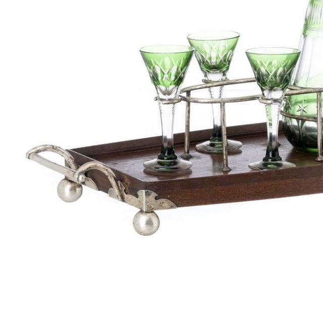 Antique Liquor Bottle with Silver, 1800s, Set of 7 For Sale - Image 3 of 6