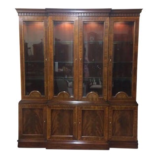 Vintage China Cabinet, Councill Craftsmen Furniture, Lighted Breakfront For Sale