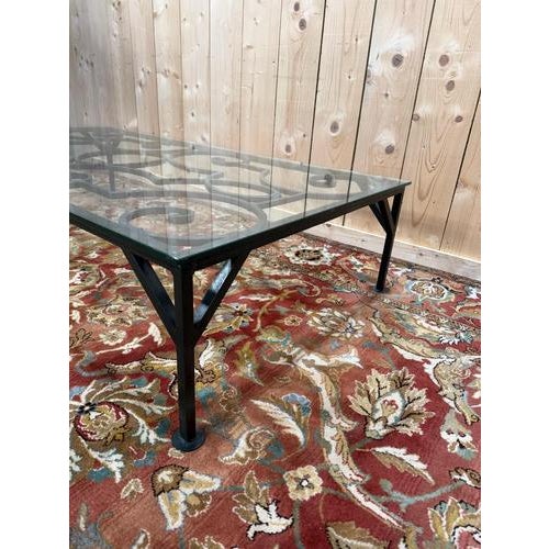 Wrought-Iron Coffee Table with Glass Top For Sale - Image 5 of 8
