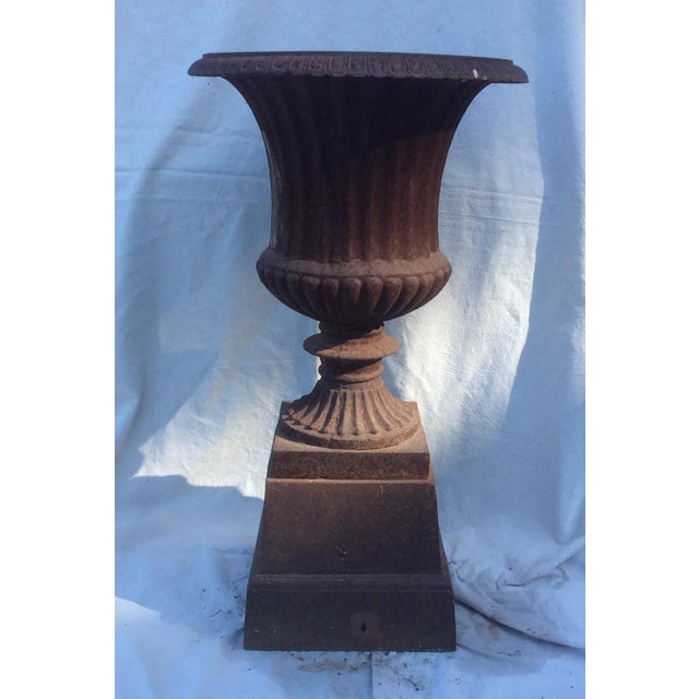 Antique Iron Garden Urn For Sale In San Antonio - Image 6 of 8