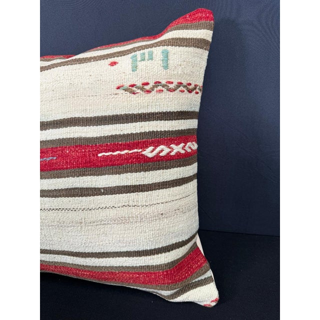 Contemporary Turkish Hemp Pillow Cushion Natural Beige Red Pillow Cushion Cover 20x20 For Sale - Image 3 of 4