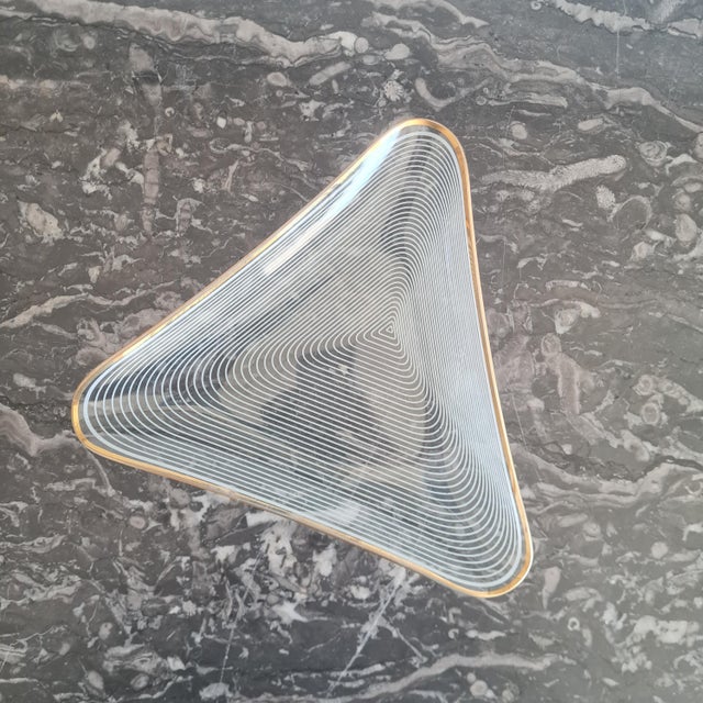 A Fili E a Fasce Glass Dishes in Triangular and Oval by Carlo Scarpa for Venini, Murano, 1942, Set of 2 For Sale - Image 4 of 7
