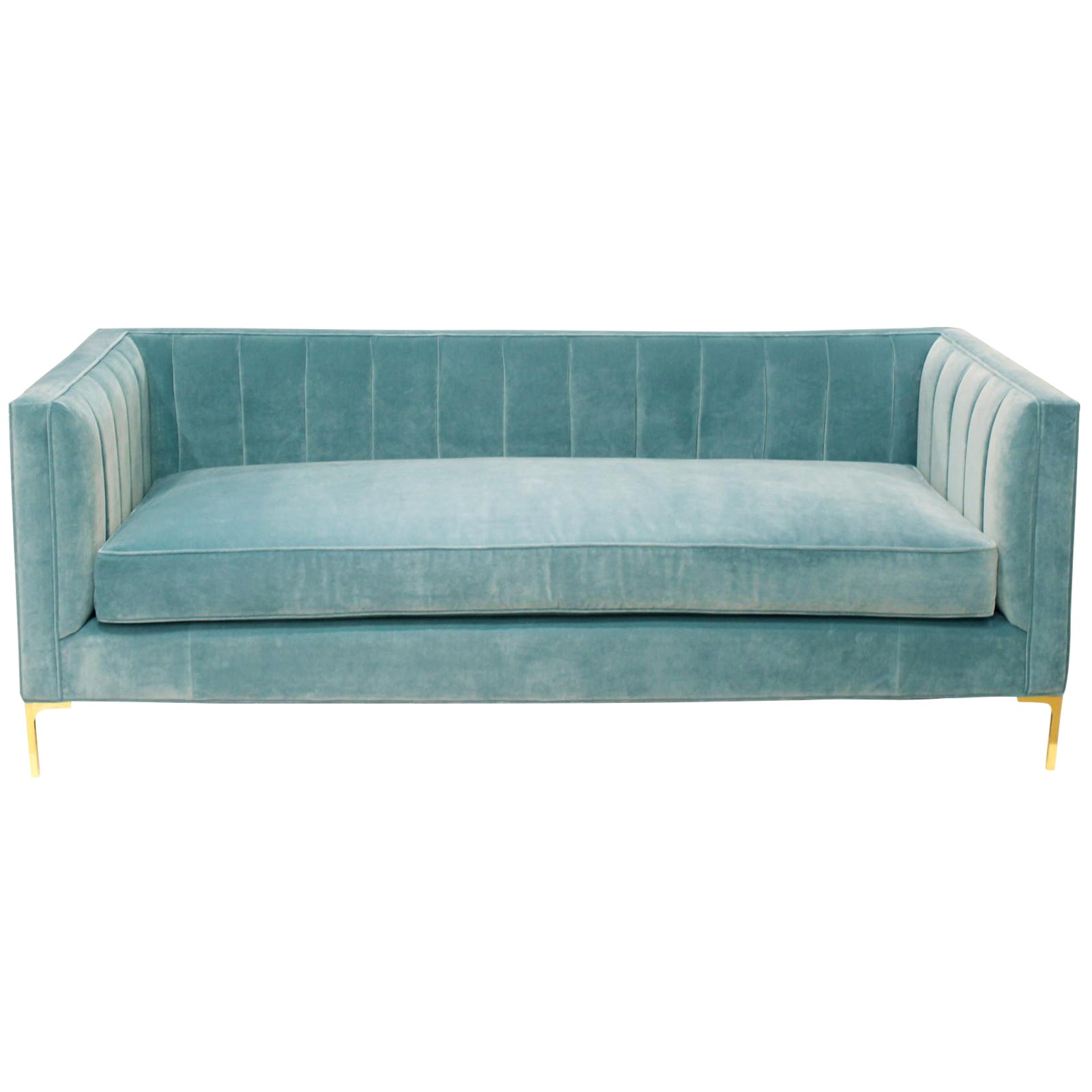 MidCentury Velvet Sofa with Brass Legs Chairish