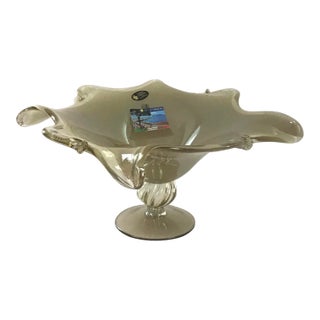 NWT-Murano Large, Freeform, Ruffled Bowl, a Top a Twisted Pedestal Stem – Centerpiece –Compote/Bowl For Sale