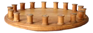 Vintage Folk Art Lazy Susan With Thread Spools