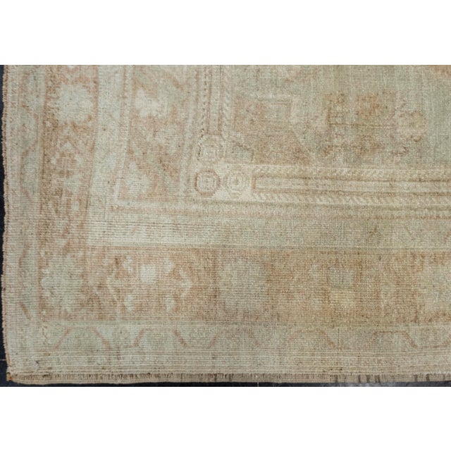 Early 21st Century Turkish Vintage Rug Faded Mint & Soft Terracotta Handwoven Wool Rug 5'5" X 9'4" For Sale - Image 5 of 10