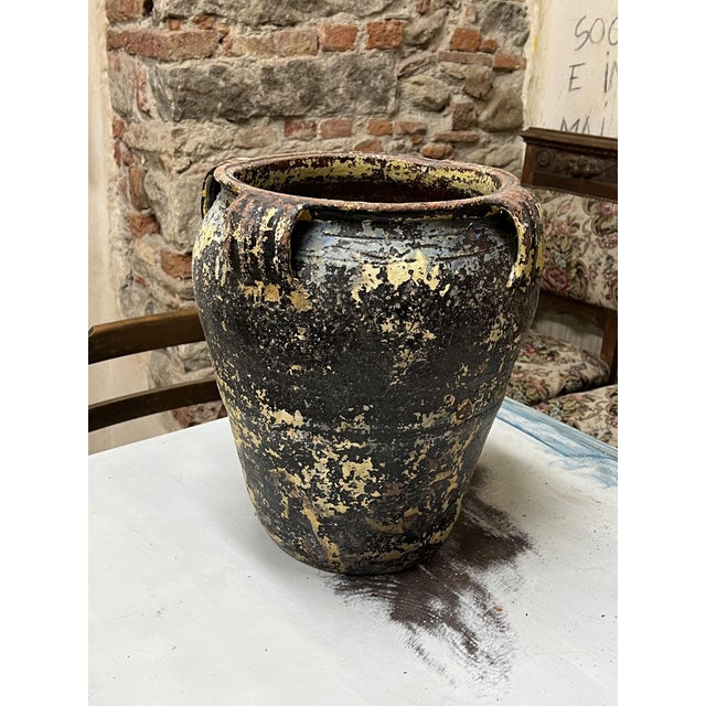 Brown Antique Rustic Earthenware Vase, 1890s For Sale - Image 8 of 8