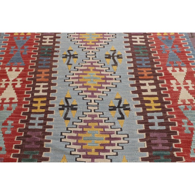 1960s Turkish Traditional Tribal Design Red Hand Knotted Oushak Kilim Rug For Sale In Sacramento - Image 6 of 8