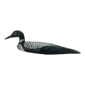 Folk Art Hand Carved Wood Decoy Loon Statue